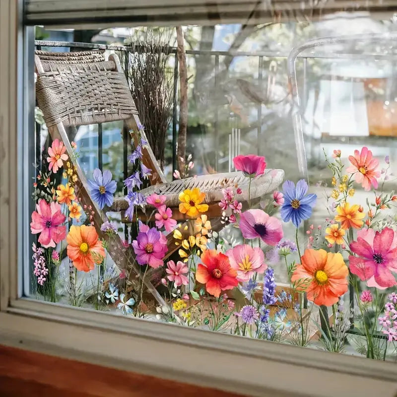 1+1 Gratis | Bunte Blumenstrauß Fensteraufkleber