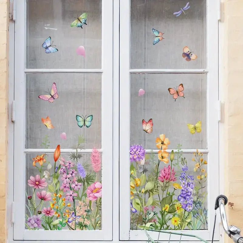 1+1 Gratis | Bunte Blumenstrauß Fensteraufkleber