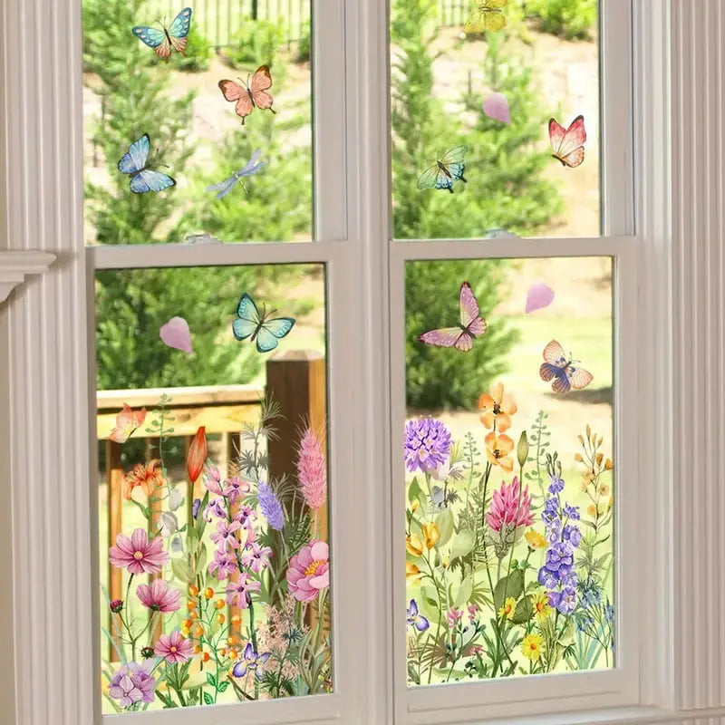 1+1 Gratis | Bunte Blumenstrauß Fensteraufkleber