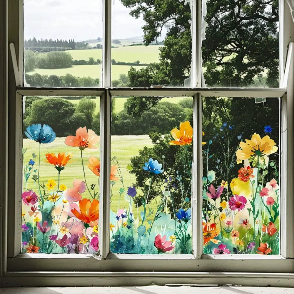 1+1 Gratis | Bunte Blumenstrauß Fensteraufkleber